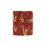 Saxophone cornet pattern red background Morphing Mug Heat Changing Mug