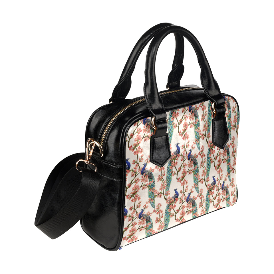 Peacock tropical flower pattern Shoulder Handbag