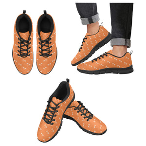 Engine Piston Orange Background Pattern Print Desi Men's Breathable Sneakers ( Model 055)