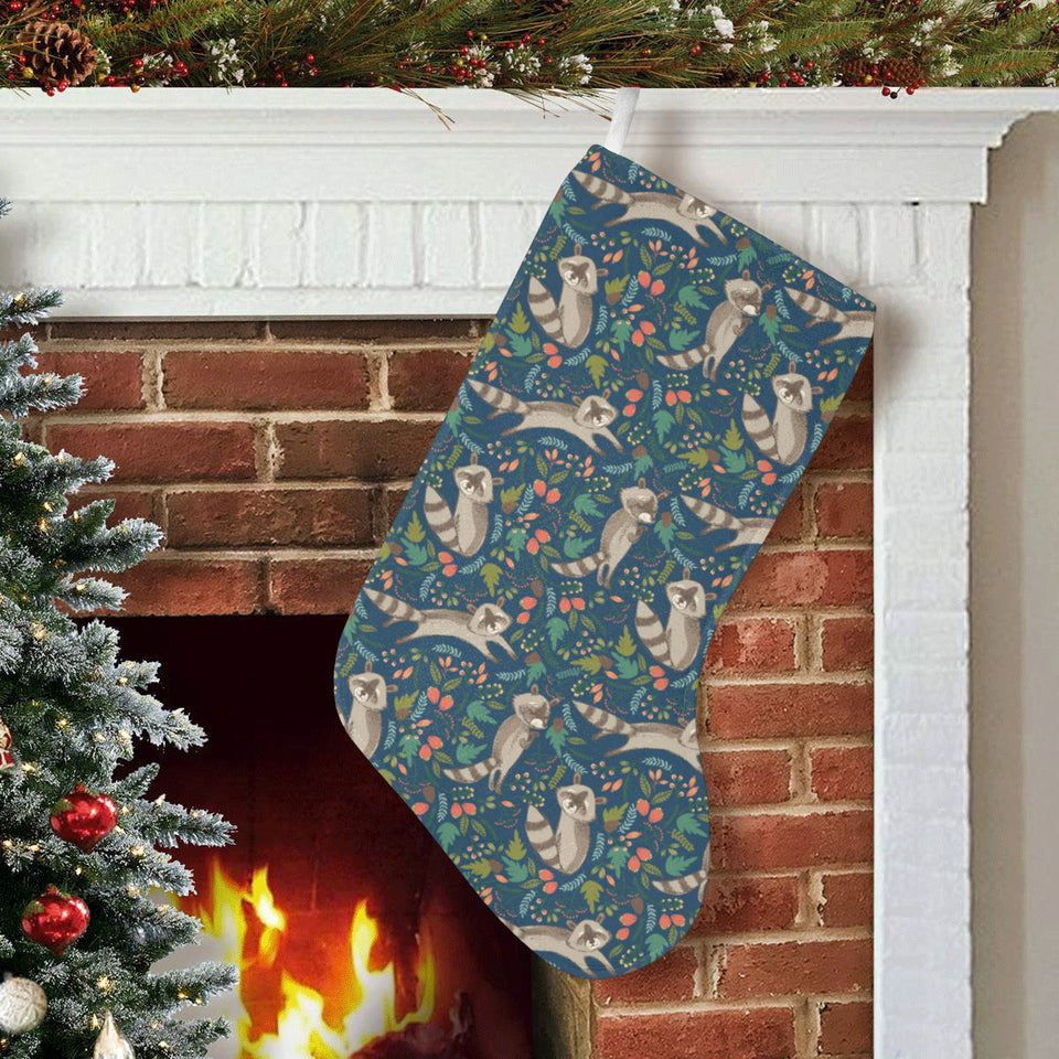 Raccoon tropical leaves pattern Christmas Stocking