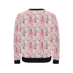 Octopus winter hat garland Fish candy Seaweed Cora Men's Crew Neck Sweatshirt