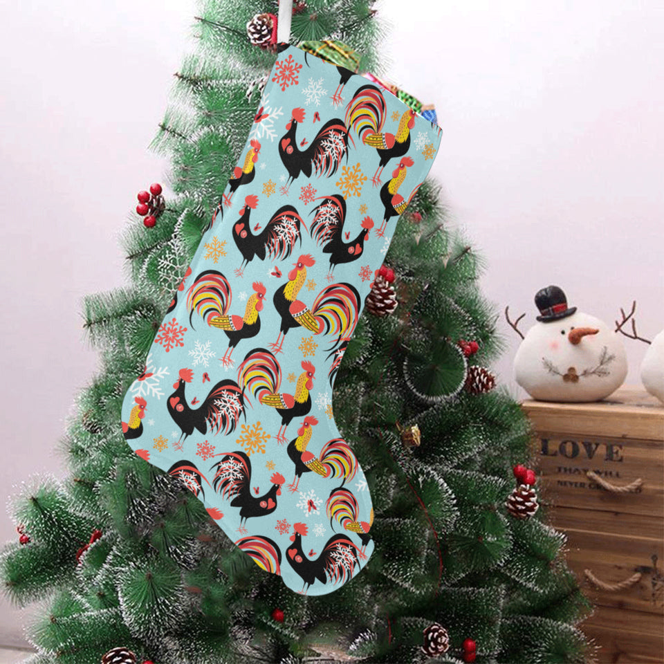 Rooster chicken cock snowfalke Christmas Stocking