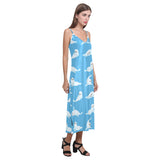 Cute sea lion seal pattern background V-Neck Open Fork Long Dress