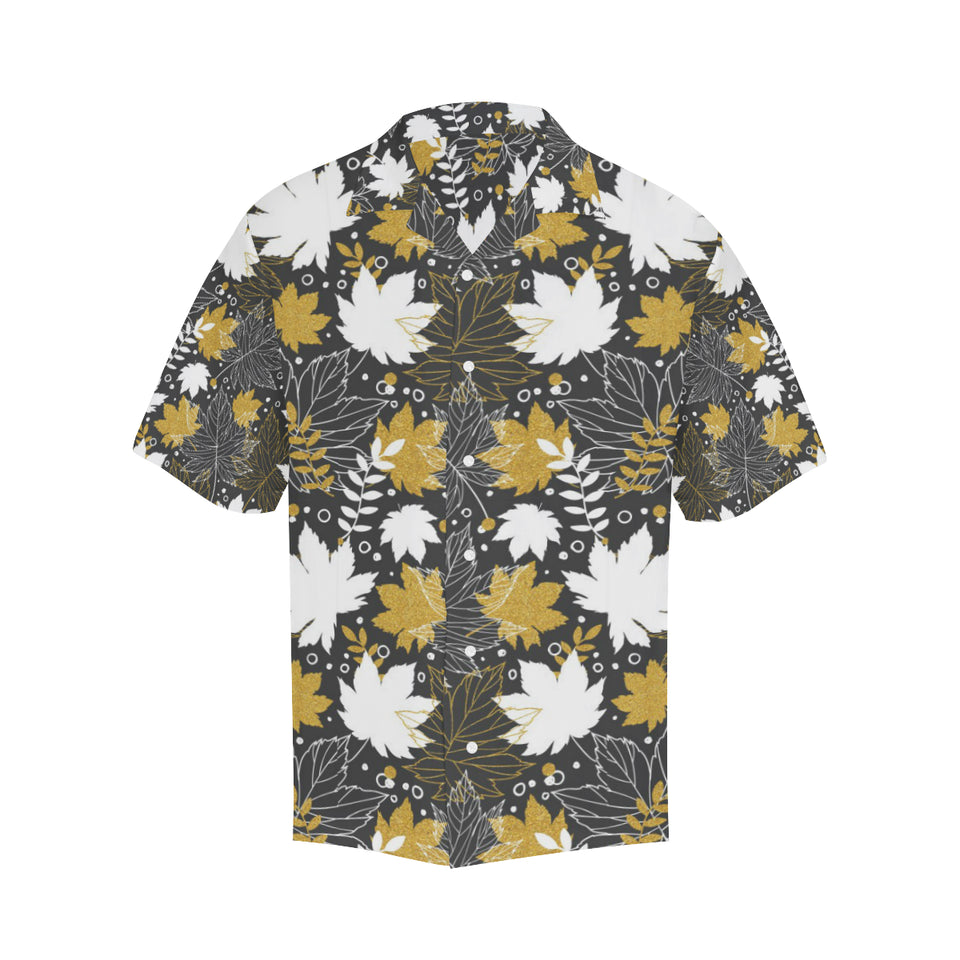 Beautiful gold autumn maple leaf pattern Men's All Over Print Hawaiian Shirt