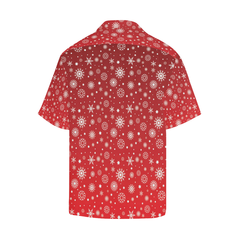 Snowflake pattern red background Men's All Over Print Hawaiian Shirt