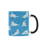 Cute sea lion seal pattern background Morphing Mug Heat Changing Mug