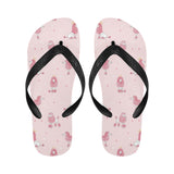Poodle dog pink color theme Unisex Flip Flops