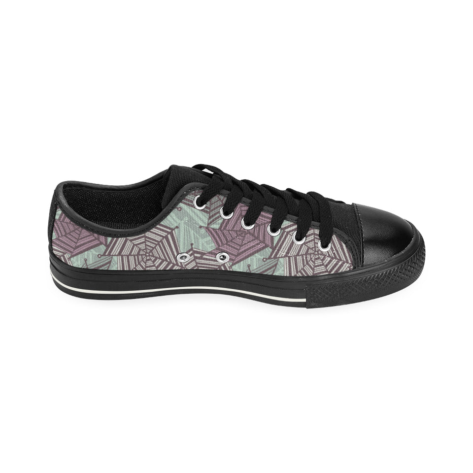 Spider web cobweb design color pattern Men's Low Top Canvas Shoes Black