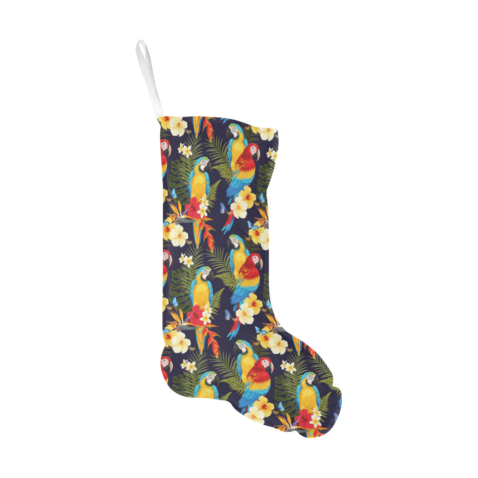 Colorful parrot flower pattern Christmas Stocking