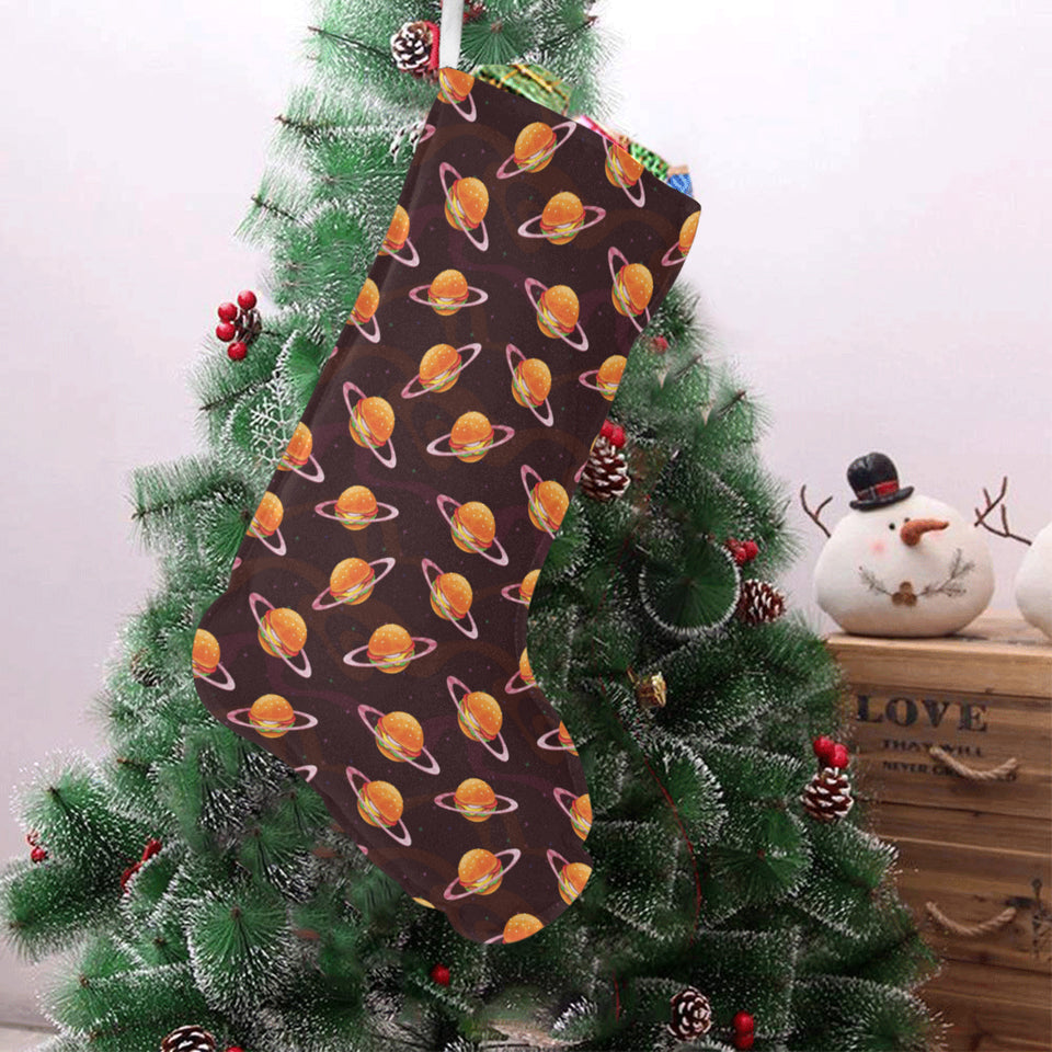 Hamburger Pattern Print Design 05 Christmas Stocking