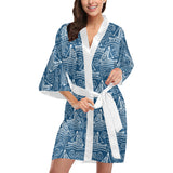 Hand drawn sailboat pattern Women's Short Kimono Robe