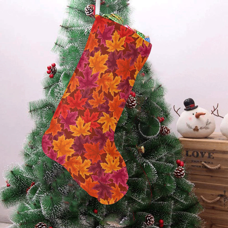 Autumn maple leaf pattern Christmas Stocking