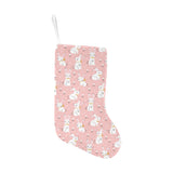 Cute white rabbit flower pink background Christmas Stocking