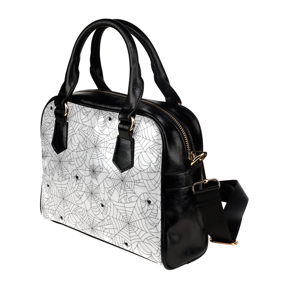 Spider web cobweb pattern white background Shoulder Handbag