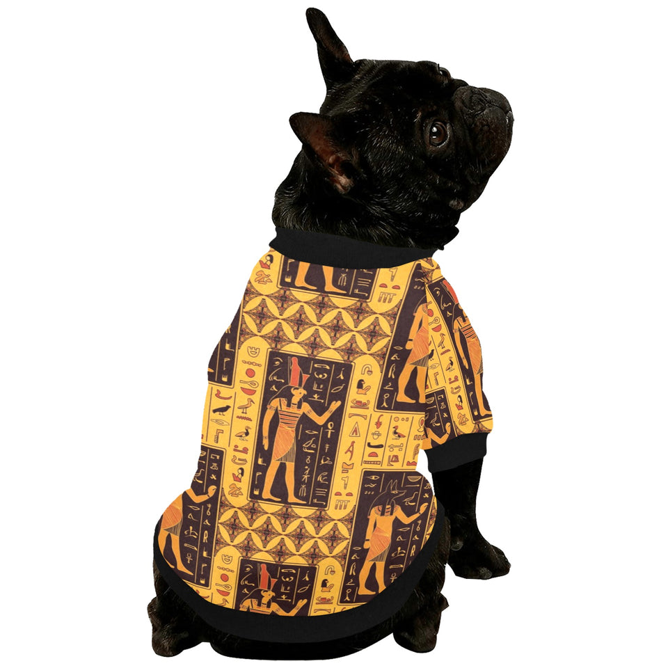 Egypt Hieroglyphics Pattern Print Design 05 All Over Print Pet Dog Round Neck Fuzzy Shirt