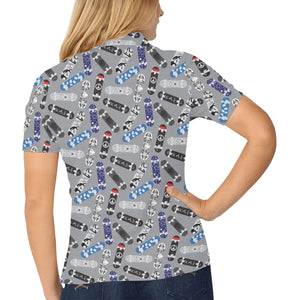 Skate Board Pattern Print Design 03 Women's All Over Print Polo Shirt