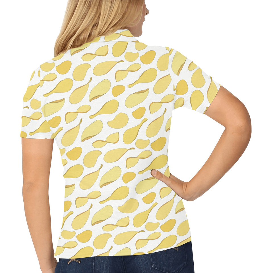 Potato Chips Pattern Print Design 02 Women's All Over Print Polo Shirt