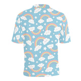 Cute rainbow clound star pattern blue background Men's All Over Print Polo Shirt