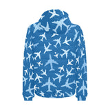 Airplane pattern in the sky Men's Padded Hooded Jacket