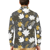Beautiful gold autumn maple leaf pattern Men's Long Sleeve Polo Shirt