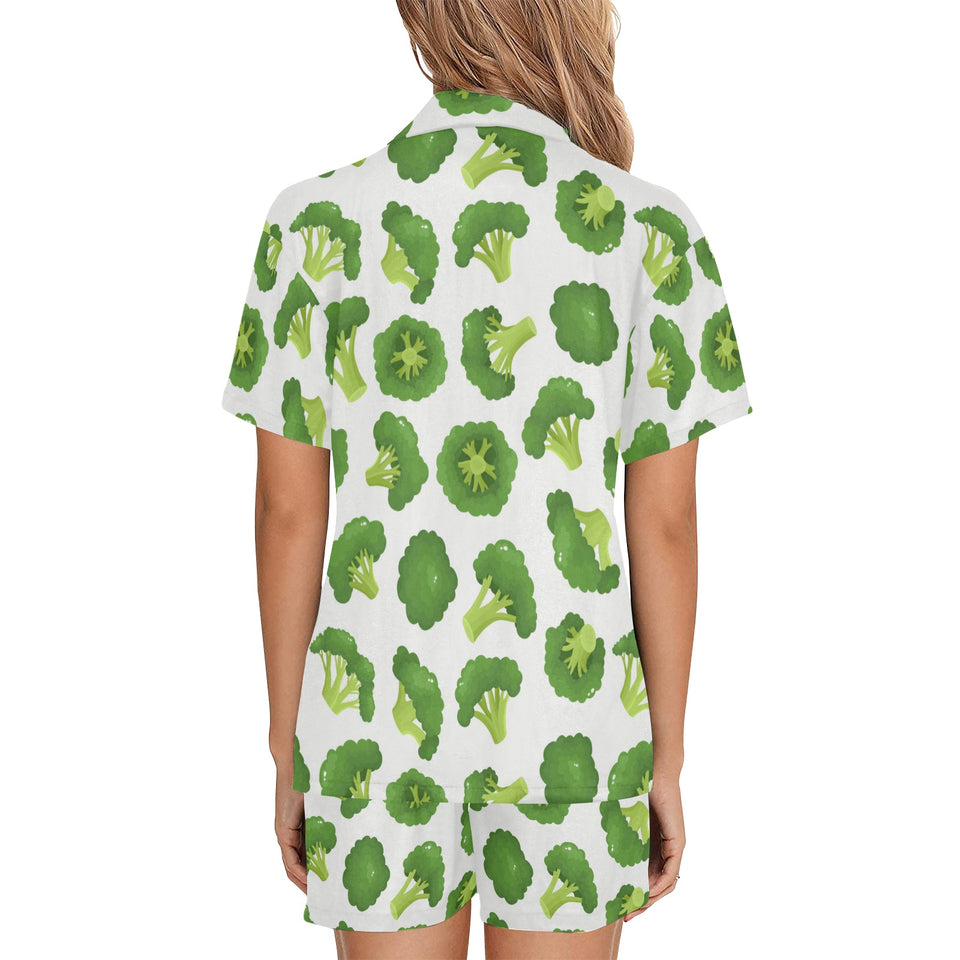 Cute broccoli pattern Women's V-Neck Short Pajama Set