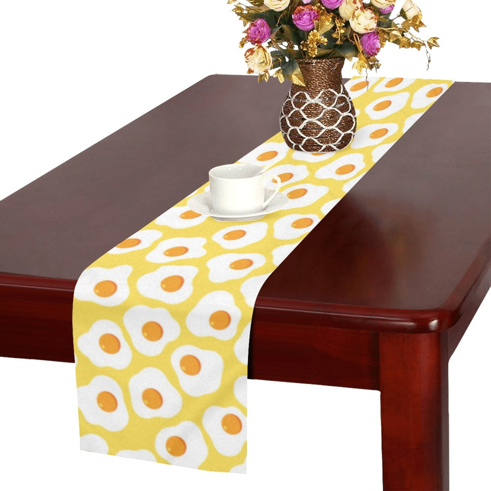 Fried Eggs Pattern Print Design 05 Table Runner