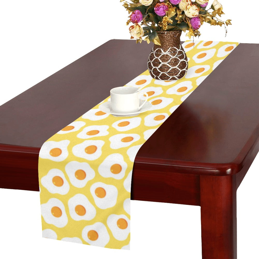 Fried Eggs Pattern Print Design 05 Table Runner