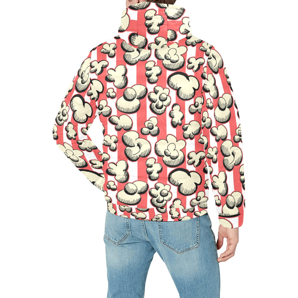 Popcorn Pattern Print Design 05 Men's Padded Hooded Jacket
