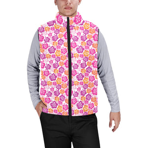 Hibiscus Pattern Print Design 01 Men's Padded Vest
