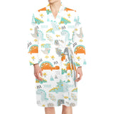 Cute funny kids dinosaurs pattern Men's Long Sleeve Belted Night Robe