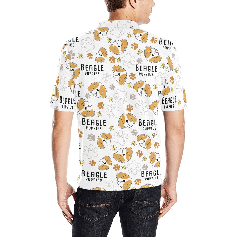 Cute beagle dog pattern background Men's All Over Print Polo Shirt