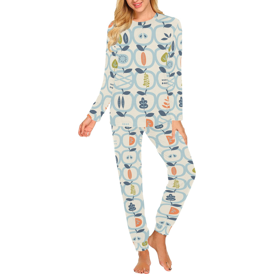 apples leaves pattern Women's All Over Print Pajama Set
