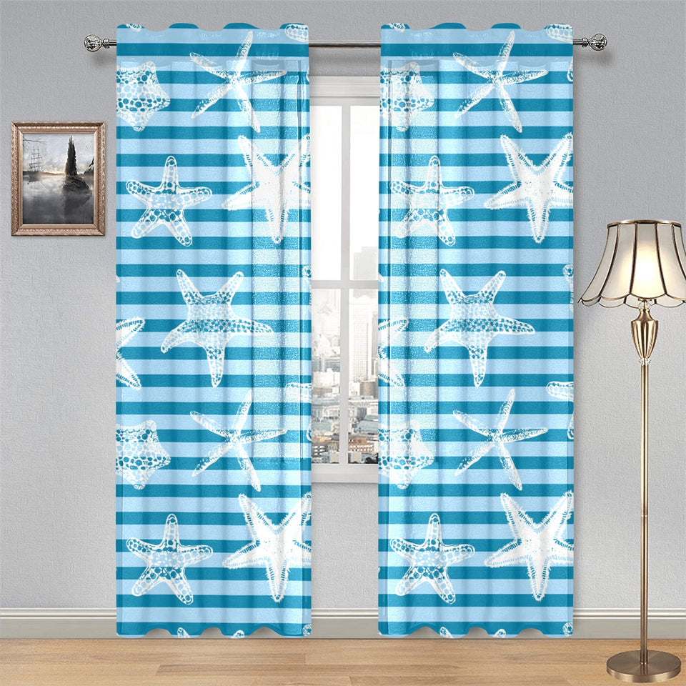 Starfish blue blackground Gauze Curtain