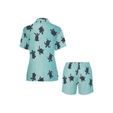 Sea turtle with blue ocean backgroud Women's V-Neck Short Pajama Set