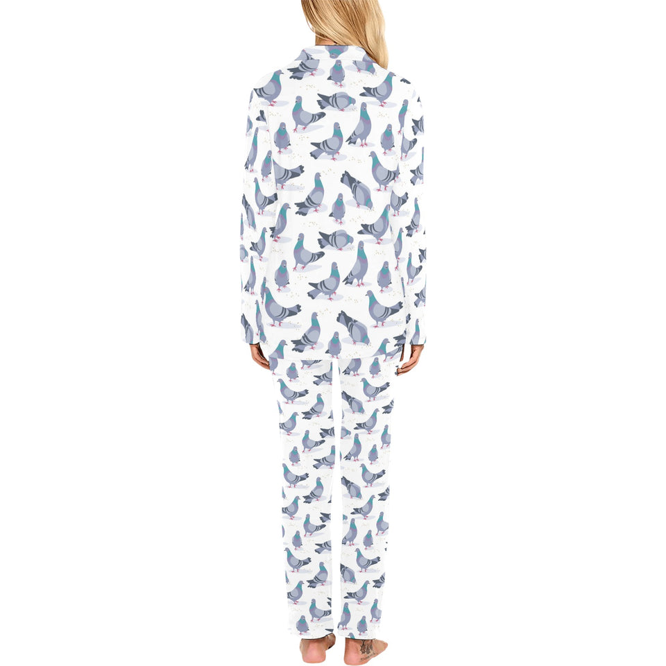 Pigeon Pattern Print Design 03 Women's Long Pajama Set