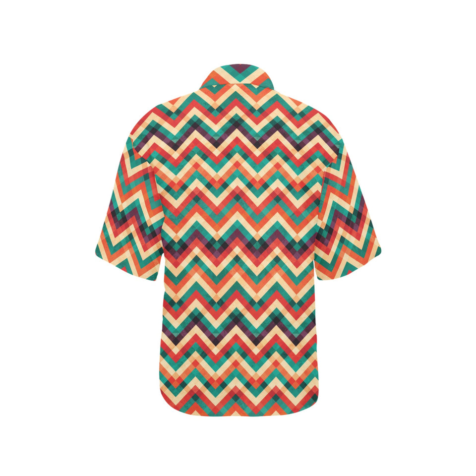 zigzag  chevron colorful pattern Women's All Over Print Hawaiian Shirt