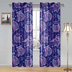 Cute owls pattern boho style ornament Gauze Curtain