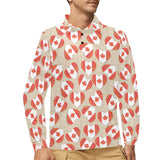 Canada Pattern Print Design 01 Men's Long Sleeve Polo Shirt