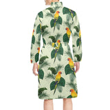 Beautiful parrot palm leaves pattern Men's Long Sleeve Belted Night Robe