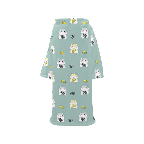 Cute hamster cheese pattern Blanket Robe with Sleeves
