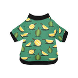 Durian pattern green background All Over Print Pet Dog Round Neck Fuzzy Shirt