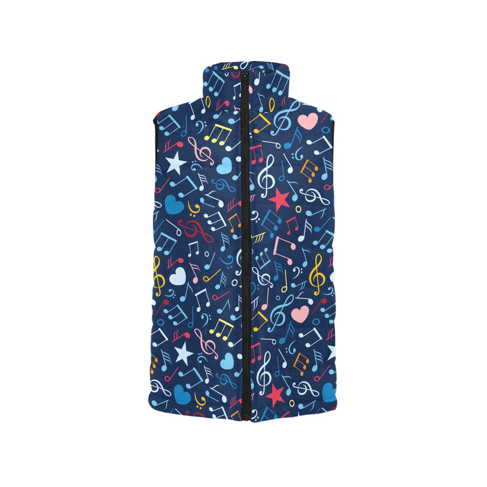 Music Notes Pattern Print Design 03 Women's Padded Vest