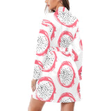 Hand drawn dragon fruit Women's Long Sleeve Belted Night Robe