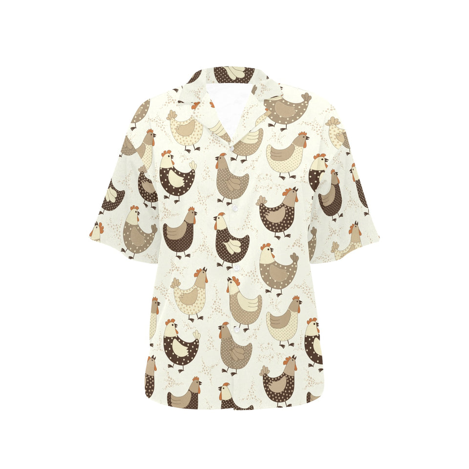 Cute rooster chicken cock Women's All Over Print Hawaiian Shirt