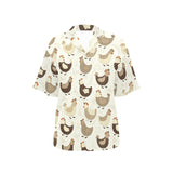 Cute rooster chicken cock Women's All Over Print Hawaiian Shirt