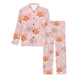 Cute fox pattern pink background Men's Long Pajama Set