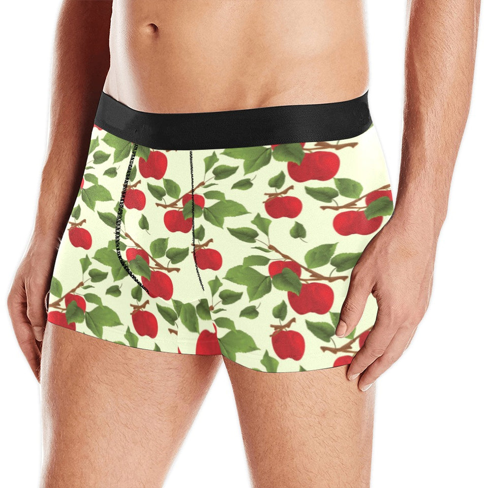 Red apples leaves pattern Men's All Over Print Boxer Briefs Men's Underwear