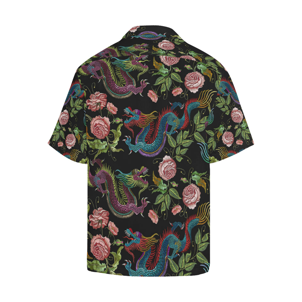 Dragons flower pattern Men's All Over Print Hawaiian Shirt