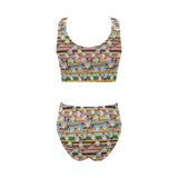 Sun Glasses Pattern Print Design 02 Chest Bowknot High Waisted Bikini Swimsuit