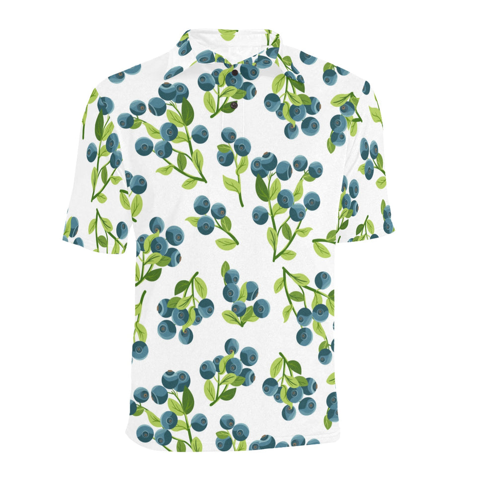 blueberry white background Men's All Over Print Polo Shirt